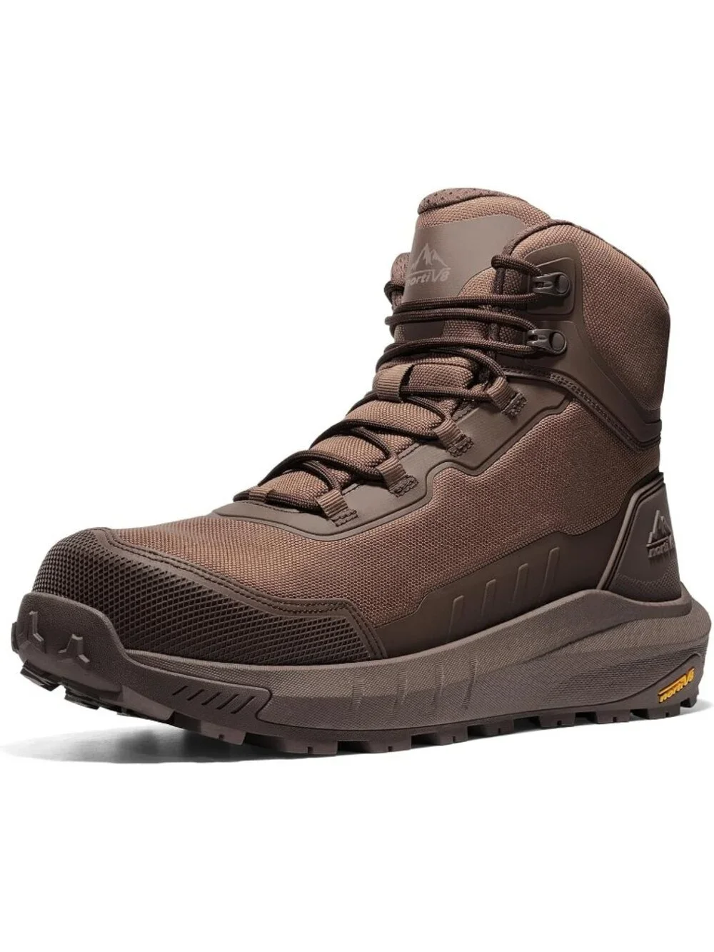 Men's Dark Brown Composite Shoes High Top Round Toe Non-Slip Zipper Hiking Boots